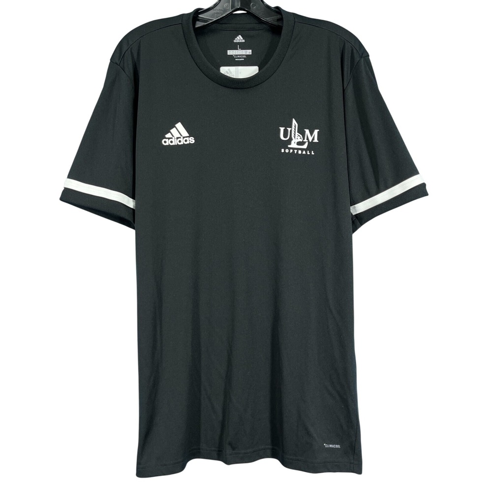 ADIDAS Climacool BLACK/WHITE Poly Knit ULM SOFTBALL Men's SHORT SLEEVE T-Shirt L